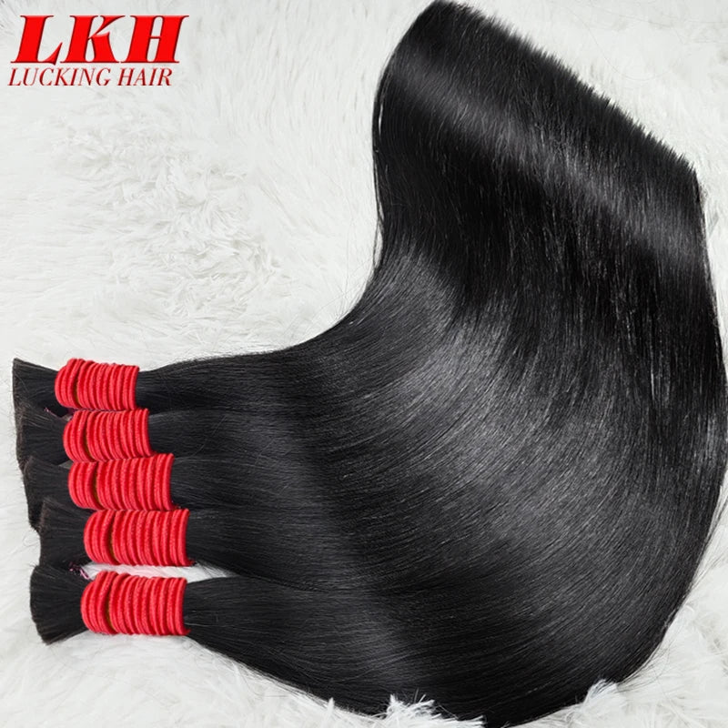 Russian Cheveux Naturel No Weft Human Hair Bulk Extension Virgin 100% Human Hair Straight 10A Bulk Hair Weaving For Braiding