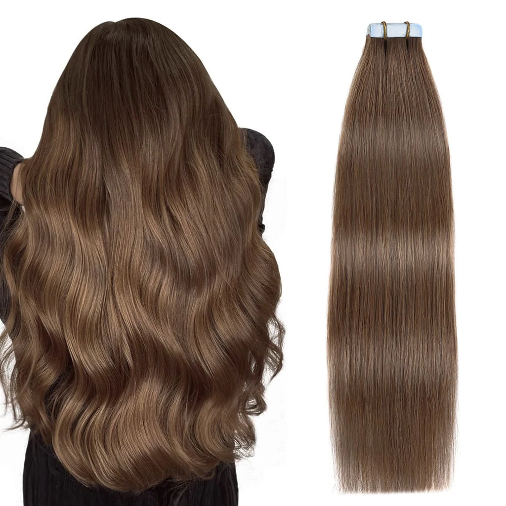 Highlight Human Hair Tape in Hair Extensions Silky Straight Remy Hair Extensions for Women to Add Hair Volume&Length&Highlight