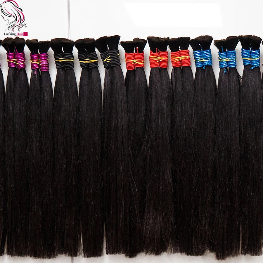Russian Cheveux Naturel No Weft Human Hair Bulk Extension Virgin 100% Human Hair Straight 10A Bulk Hair Weaving For Braiding