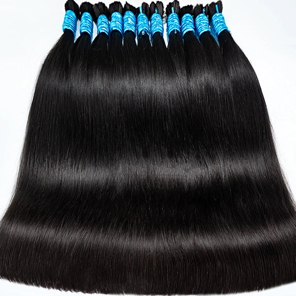 Russian Cheveux Naturel No Weft Human Hair Bulk Extension Virgin 100% Human Hair Straight 10A Bulk Hair Weaving For Braiding
