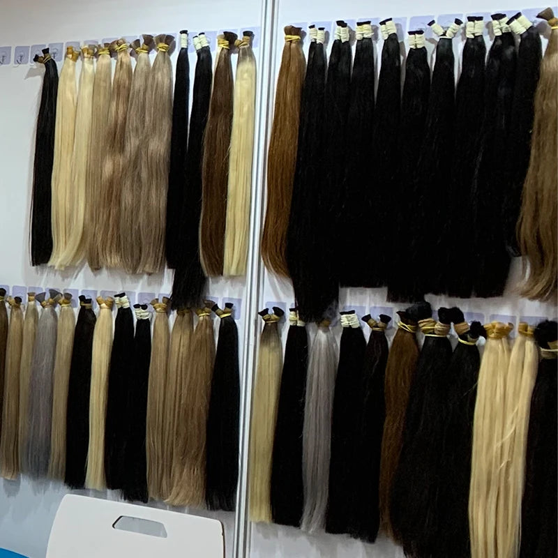 Russian Cheveux Naturel No Weft Human Hair Bulk Extension Virgin 100% Human Hair Straight 10A Bulk Hair Weaving For Braiding