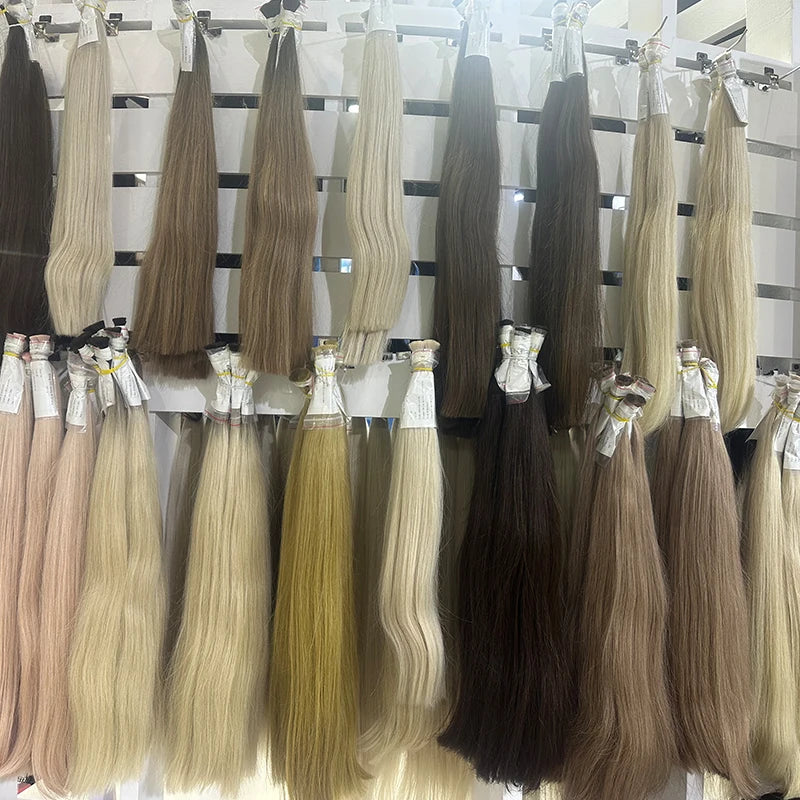 Russian Cheveux Naturel No Weft Human Hair Bulk Extension Virgin 100% Human Hair Straight 10A Bulk Hair Weaving For Braiding