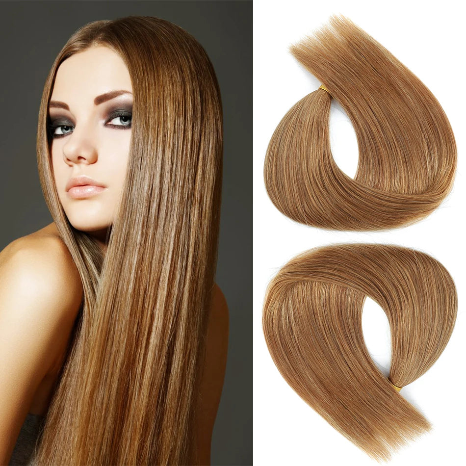 100Pcs & 50Pcs Straight Nano Ring Hair Extensions 32 Colors European Micro Beads Ring Human Hair Extensions 0.5g/0.8g/1g/Strand