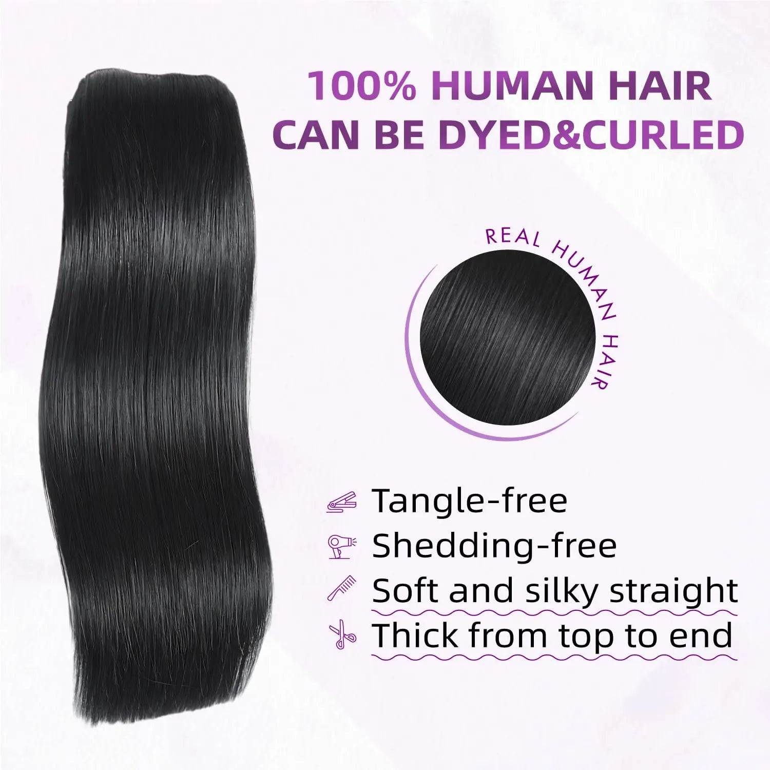 Clip in Hair Extensions Real Human Hair,100% Brazilian Remy Human Hair Extensions for Women,1B Natural Black 8Pcs Per Set