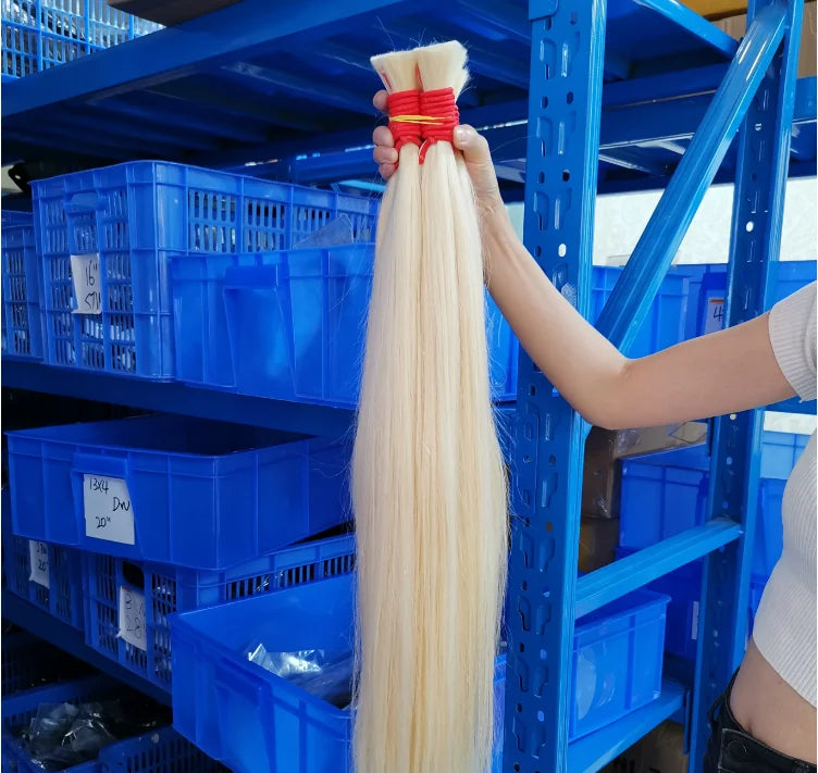 Russian Cheveux Naturel No Weft Human Hair Bulk Extension Virgin 100% Human Hair Straight 10A Bulk Hair Weaving For Braiding